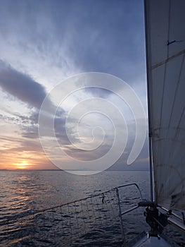 Sailing at the Mediterranean sunset photo