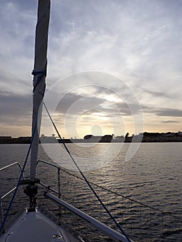 Sailing at the Mediterranean sunset photo