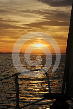 Sailing at the Mediterranean sunset photo
