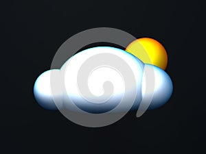 sun behind the cloud. 3d rendering of forecast icon