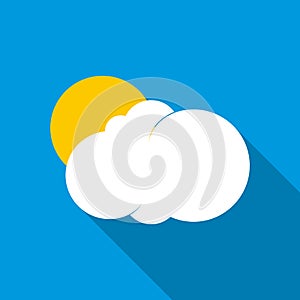 Sun behind the cloud icon, flat style