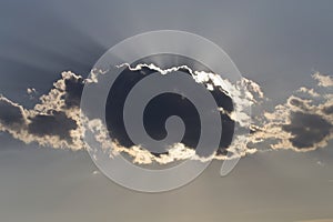 The sun behind the cloud