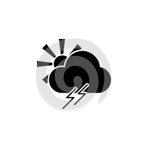 The sun behind the cloud, thunderstorm icon. Simple glyph vector of weather set for UI and UX, website or mobile application