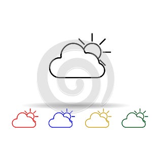 the sun behind the clouds multi color style icon. Simple thin line, outline vector of web icons for ui and ux, website or mobile