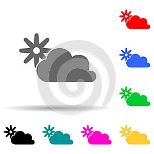 the sun behind the clouds multi color style icon. Simple thin line, outline vector of web icons for ui and ux, website or mobile