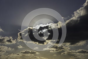 The Sun Behind Clouds at Sunset Time