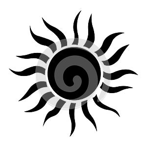Sun black vector icon on white background