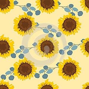 sun blossom flowers repeat pattern fabric