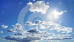 Sun, blue sky with white sky background landscape, high res