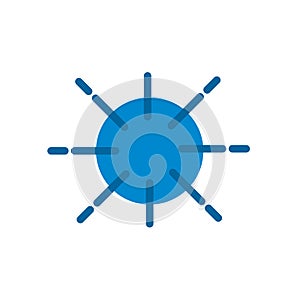 Sun brust blue flat icon isolated on white background