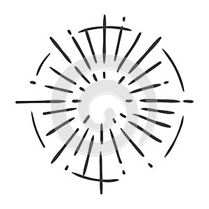 Sun burst doodle isolated on white