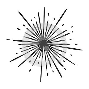 Sun burst doodle isolated on white