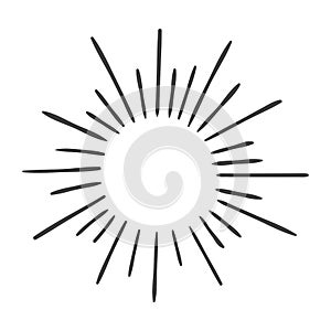 Sun burst doodle isolated on white