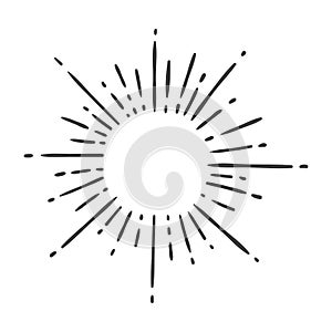 Sun burst doodle isolated on white