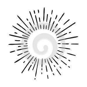 Sun burst doodle isolated on white