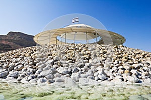 Sun canopies on the beaches of the dead sea