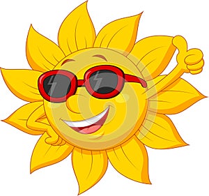 Sun cartoon character with thumb up