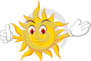 Sun cartoon character with thumb up