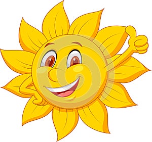 Sun cartoon character with thumb up