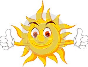 Sun cartoon character with thumb up