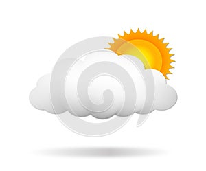 Sun and cloud icon cartoon flat design