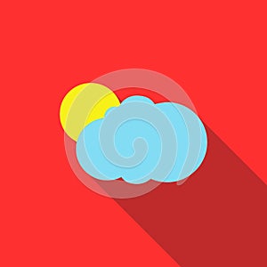 Sun and cloud icon, flat style