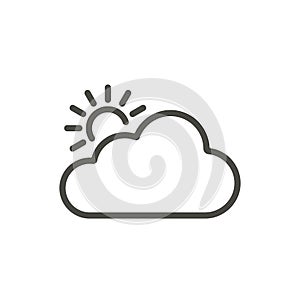 Sun cloud icon vector. Line weather symbol.