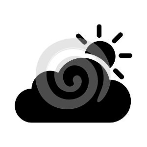 Sun cloud vector glyph flat  icon