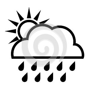 Sun and cloud with rainydrops