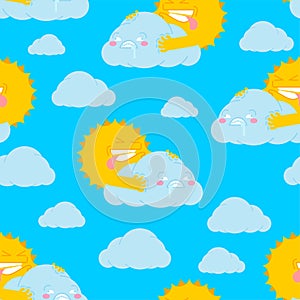 Sun and cloud sex pattern seamless. Sun intercourse background. weather reproduction texture photo