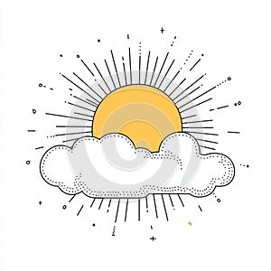 A sun with a cloud in the sky