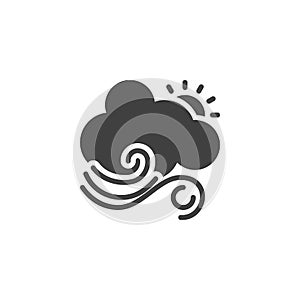 Sun with cloud and wind vector icon