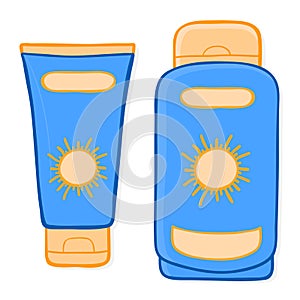 Sun cream packaging and suntan lotion