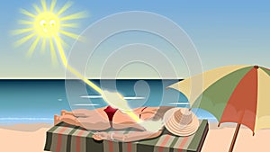 Sun creates tan for woman who lies on the beach