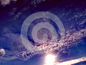 Sun on dark blue sky