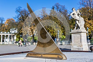 Sun dial in Royal Baths Park in Warsaw city, Poland