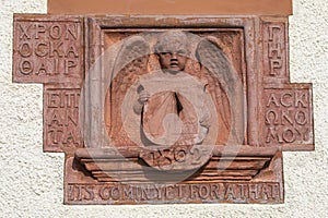 Sun Dial Sculpture on a Building in Edinburgh, Scotland