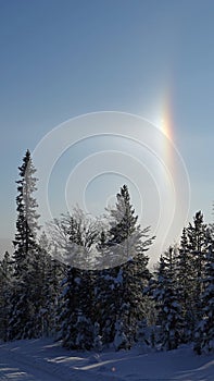 Sun dog in the mountains of Are Valadalen in Jamtland in Sweden