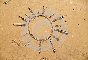 Sun drawn in the sand