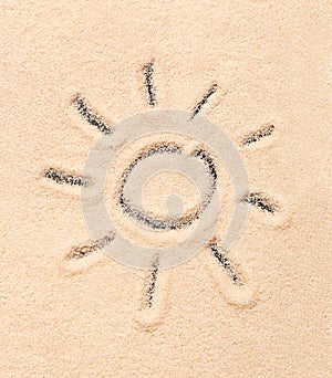 Sun drawn on sand