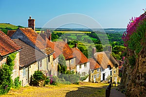 Sun drenched cottages on the iconic Gold Hill