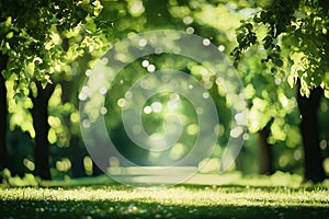 Sun-Drenched Greenery: An Ethereal Pathway Through a Verdant Forest Landscape