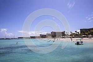 The sun drenched Palm beach in Aruba
