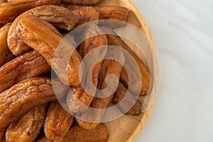 Sun dried banana on plate