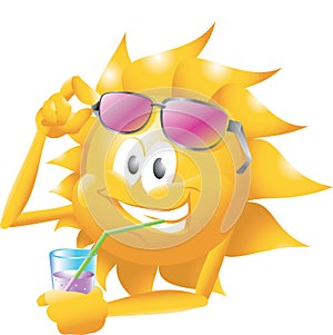 Sun with drink and glasses
