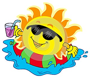 Sun with drink in water