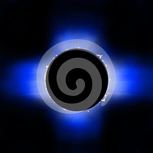 Sun eclipse with prominences and corona