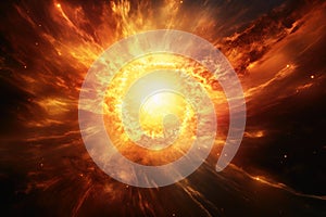 A sun exploding in a colorful super nova