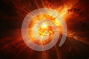 A sun exploding in a colorful super nova