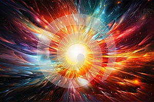 A sun exploding in a colorful super nova